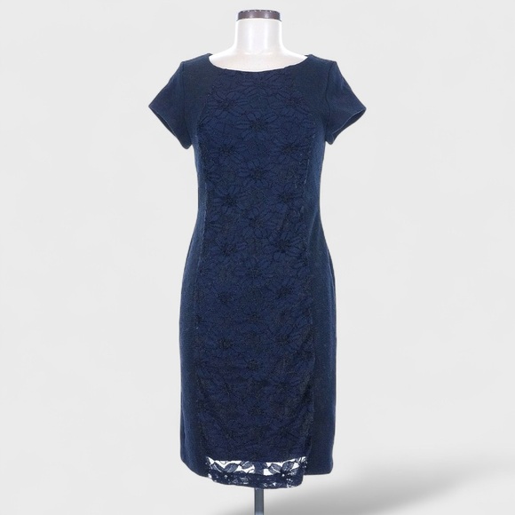 Anthropologie Moulinette Soeurs Dress Medium Navy Blue Jocelyn Lace Sheath NWT - Picture 10 of 16